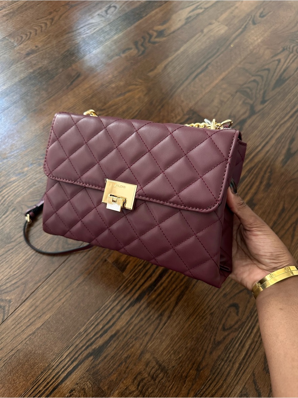ALDO Quilted Crossbody Shoulder Bag - Burgundy